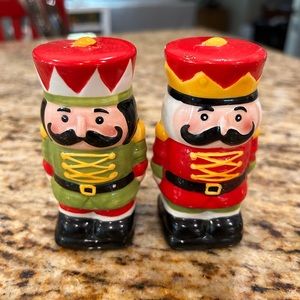 Ceramic Holiday Nutcracker Salt and Pepper Shakers